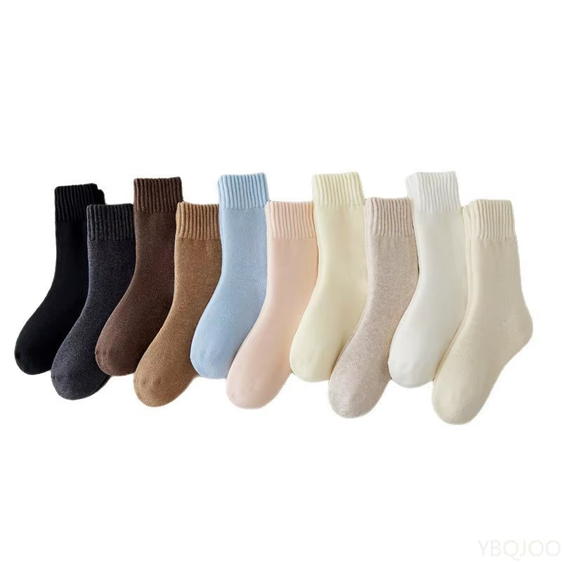 10 Pairs Women'S Autumn Winter Fashionable Versatile Mid Tube Socks Casual Comfortable Thick Warm Floor Socks
